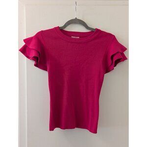 Muse Tulip Pink Ruffle Sleeve Knit Top XS